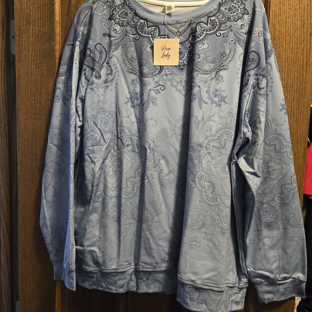 Pixie Lady Blue Paisley Blouse